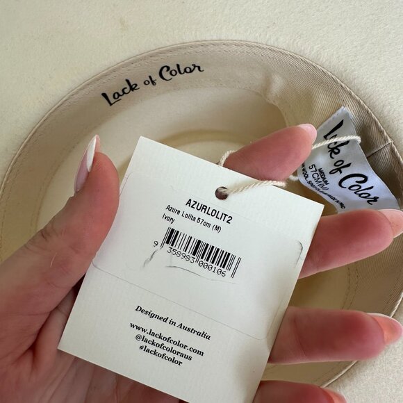 NWT Lack Of Color Azure Lolita Wool Felt Boater Hat In Ivory Wide Brim - Picture 4 of 10